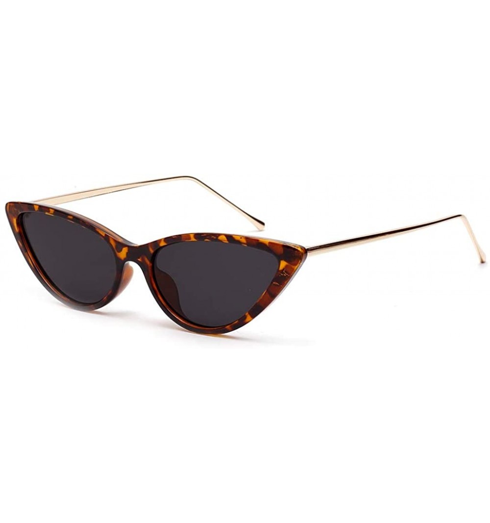 Cat Eye Retro Cat Eye Sunglasses Women Metal Frame Black Leopard Sun Glasses Female Eyewear - Leopard With Black - CI18XT8NW5...