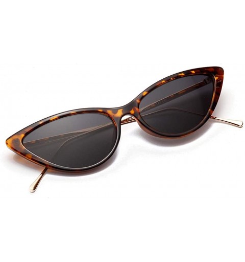 Cat Eye Retro Cat Eye Sunglasses Women Metal Frame Black Leopard Sun Glasses Female Eyewear - Leopard With Black - CI18XT8NW5...