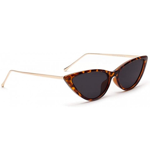Cat Eye Retro Cat Eye Sunglasses Women Metal Frame Black Leopard Sun Glasses Female Eyewear - Leopard With Black - CI18XT8NW5...