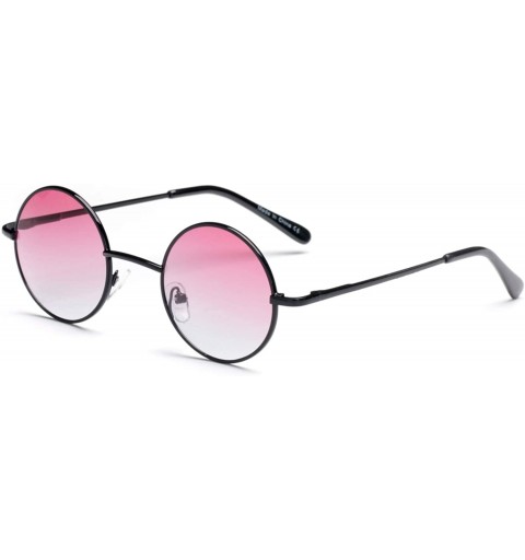 Goggle Unisex Round Fashion Sunglasses - Black/Pink - CJ18WU8Z560 $42.20