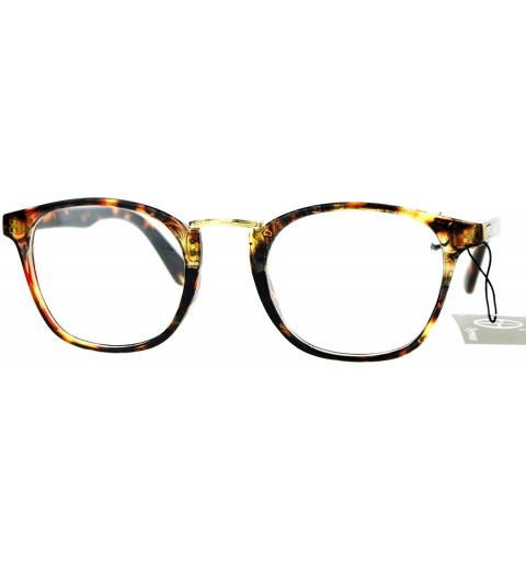 Square Clear Lens Eyeglasses Vintage Retro Metal Bridge Glasses Frame UV 400 - Tortoise - CT189Y2RRKN $20.61