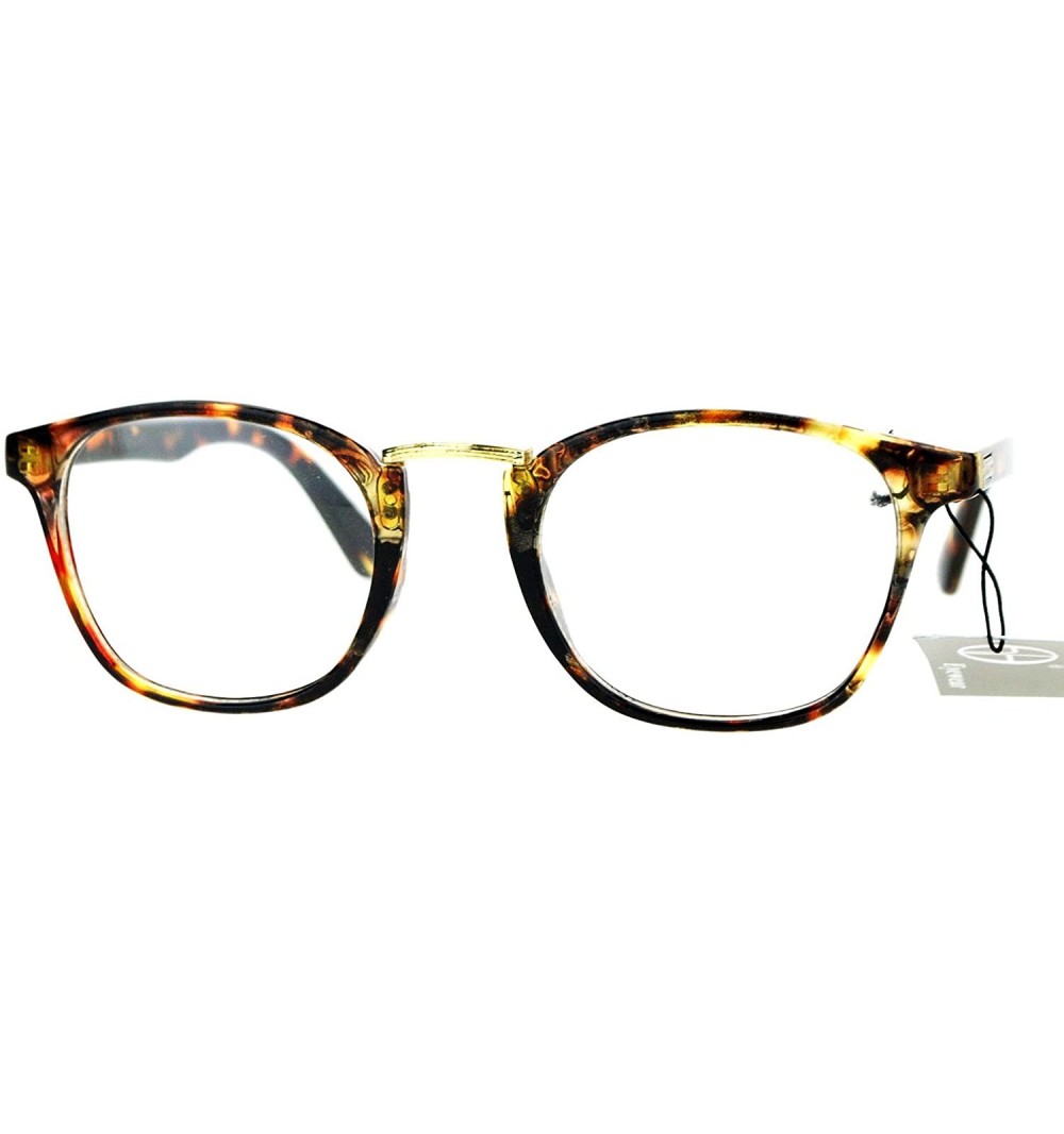 Square Clear Lens Eyeglasses Vintage Retro Metal Bridge Glasses Frame UV 400 - Tortoise - CT189Y2RRKN $11.04