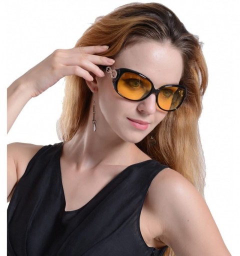 Oversized Womens Night Vision Goggles Driving Glasses Polarized Sunglasses - Black - C617YQG92DK $17.32