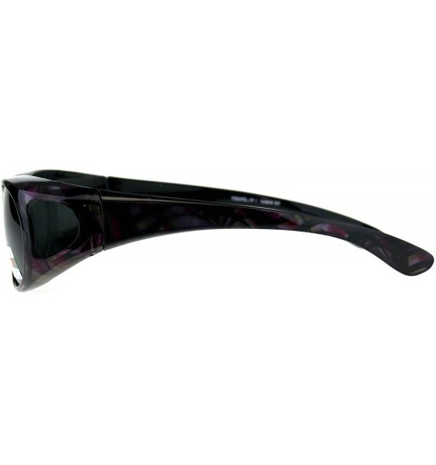 Rectangular Womens 60mm Geometric Print Fit Over Plastic Oval Sunglasses - Fuchsia Orange - CC18D5QHK5K $10.81