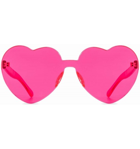Goggle One Piece Heart Shaped Rimless Sunglasses Transparent Candy Color Eyewear - - C618RD7N6U3 $13.72