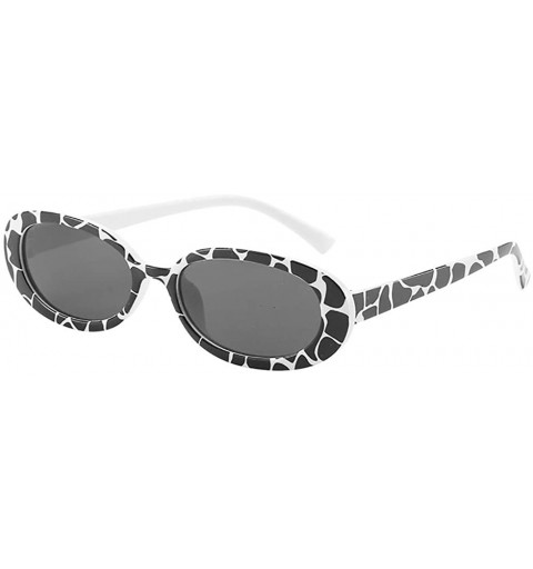 Oval Unisex Small Frame Sunglasses Vintage Retro Rectangular Frame for Men and Women UV400 Protection - C - CW195IGEMYU $10.85