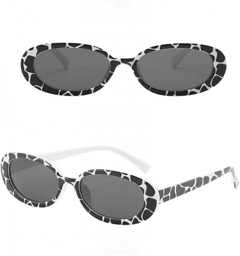 Oval Unisex Small Frame Sunglasses Vintage Retro Rectangular Frame for Men and Women UV400 Protection - C - CW195IGEMYU $10.85
