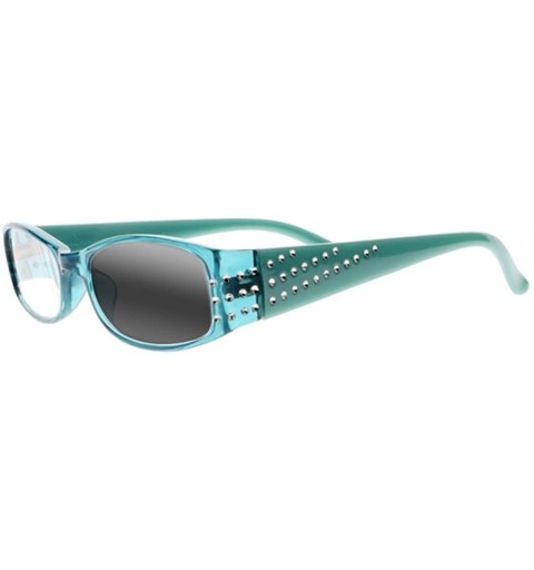 Rectangular Womens Full Rhinestones Transition Photochromic Reading Glasses UV400 Sunglasses - Blue - CF18EEL0KDG $18.47