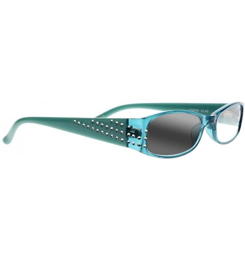 Rectangular Womens Full Rhinestones Transition Photochromic Reading Glasses UV400 Sunglasses - Blue - CF18EEL0KDG $18.47