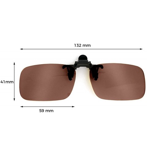 Sport Polarized Clip On Sunglasses for Driving with UV Protection and Convenient Flip Up - Large Vintage Brown Lens - CG12DJY...