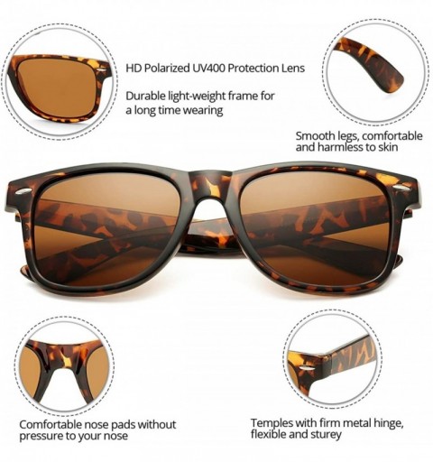Sport Retro Polarized Sunglasses for Men Women Brand Designer Square UV400 Lens Sun Glasses - Leopard/Brown - CL18OZWK5ZU $12.97
