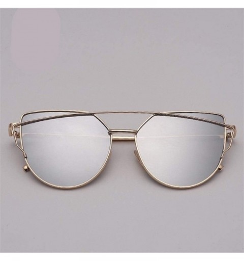 Cat Eye 2020 Cat Eye Sunglasses Women Vintage Metal Reflective Glasses for Women Mirror Retro (Color Gold Silver) - C7199EIAI...