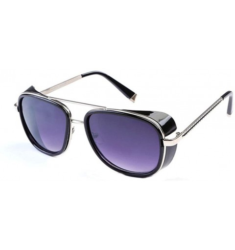 Square Men and women windproof sunglasses retro personality square sunglasses - C7 - CD18EM5O3UH $21.70