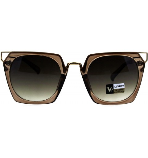 Cat Eye Womens Mod Squared Gothic Trendy 80s Fashion Sunglasses - Brown Green Smoke - CL18GLSG0TH $11.92