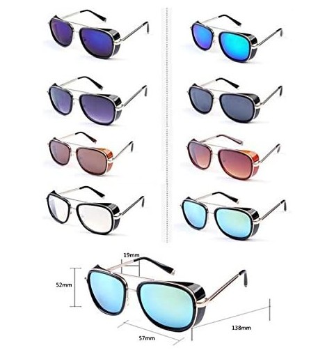Square Men and women windproof sunglasses retro personality square sunglasses - C7 - CD18EM5O3UH $7.96
