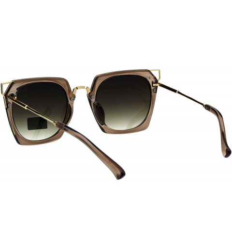 Cat Eye Womens Mod Squared Gothic Trendy 80s Fashion Sunglasses - Brown Green Smoke - CL18GLSG0TH $11.92