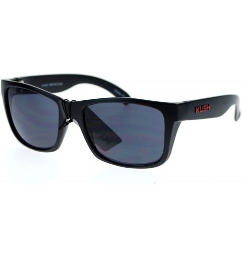 Rectangular Matte Black Frame All Black Gangster Sporty Rectangular Sunglasses - Purple Revo - C911WTJ2PJB $8.40
