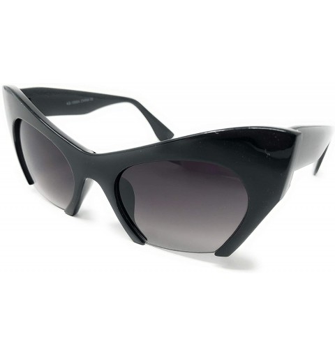 Oversized Womens Oversize and Regular Cateye Fashion Sunglasses - Black- Half Lens Smoke - CB195CXNLDR $9.70