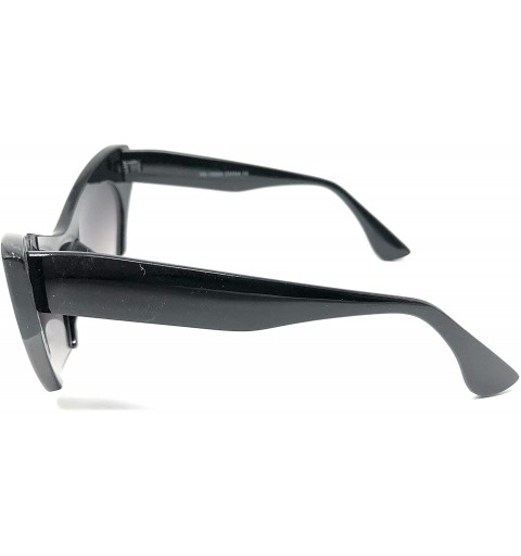 Oversized Womens Oversize and Regular Cateye Fashion Sunglasses - Black- Half Lens Smoke - CB195CXNLDR $9.70