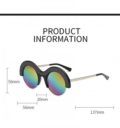 Oversized M Shaped Sunglasses for Men and Women Eyebrow Frame Trendy Round Lens Eyewear UV Protection - Markings Brown - CO19...