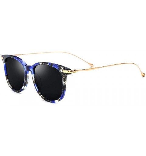 Square B Titanium Acetate Men Square Mirror Polarized Sunglasses for Women 854 - Blue - CM18NLT0ZXH $42.80