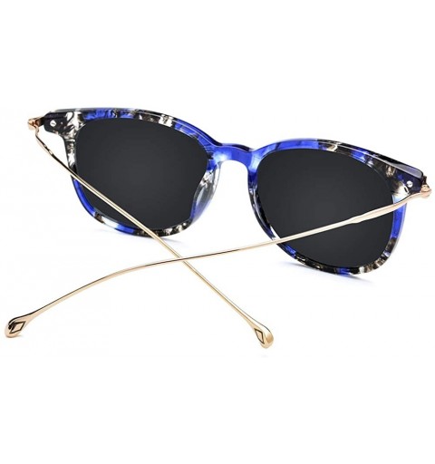 Square B Titanium Acetate Men Square Mirror Polarized Sunglasses for Women 854 - Blue - CM18NLT0ZXH $42.80