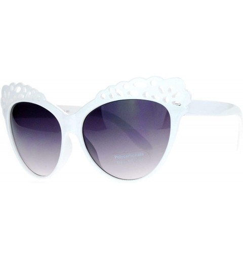 Cat Eye Floral Lace Cat Eye Womens Retro Diva Sunglasses - White - C9120QNC3Q1 $13.15