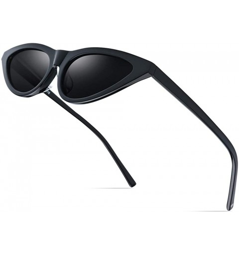 Cat Eye Acetate Polarized Sunglasses Transparent Cat Eye Sun Glasses for Women 9115 - Black - CP18NI78YN2 $27.14