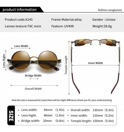 Oval Vintage Steampunk Sunglasses Circle Glasses - 145brown/Brown - CA18M3ANUZZ $10.66