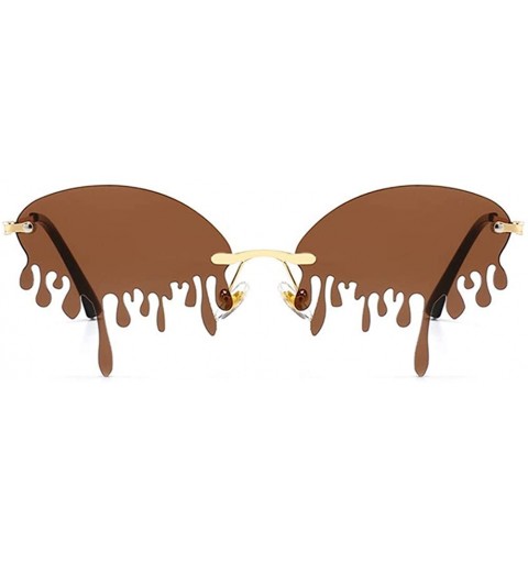 Rimless Tear shape sunglasses for Women/Men Brand Design Rimless Eyewear Luxury Trending Narrow Sun Glasses Streetwear - C619...