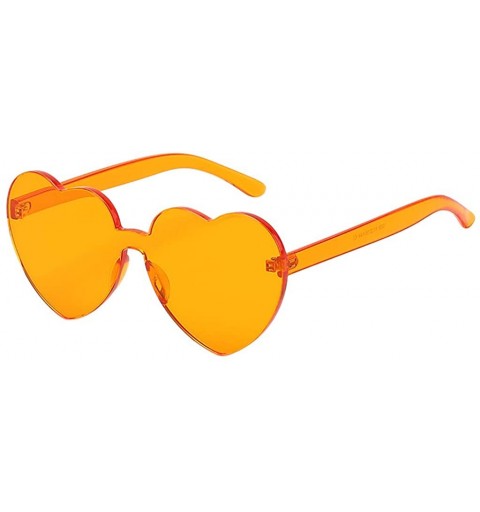 Shield Candy Tone Colorful Heart Shaped Rimless Sunglasses Transparent Candy Color Frameless Glasses - Orange - CU196HG9KQS $...