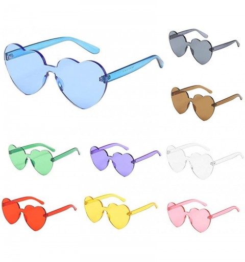 Shield Candy Tone Colorful Heart Shaped Rimless Sunglasses Transparent Candy Color Frameless Glasses - Orange - CU196HG9KQS $...