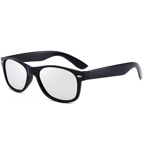 Square Vintage Polarized Sunglasses Men Women Classic Design Square Fashion Shades - Silver - CH19707AEQQ $9.45