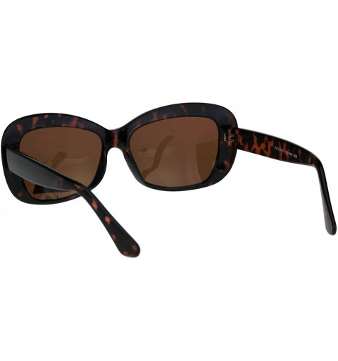 Oversized Polarized Lens Vintage Fashion Womens Sunglasses Classy Rectangular Frame UV400 - Tortoise (Brown) - C918S92NNCT $1...