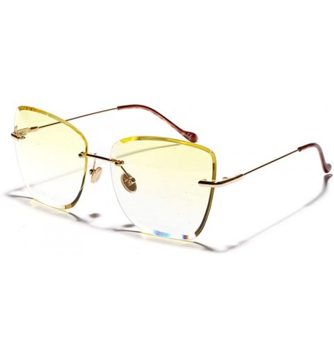 Oversized Big Frame Sunglasses Without Border Large Frame Sunglasses New Marine Transparent Color Glasses - Yellow - CH18UXA0...