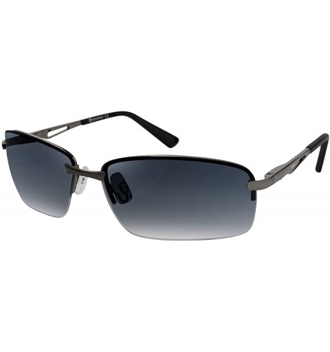 Rectangular Men's 5001SP Rimless Rectangular Sunglasses with 100% UV Protection- 60 mm - Gunmetal/ Blue - CK18EGURELI $28.31