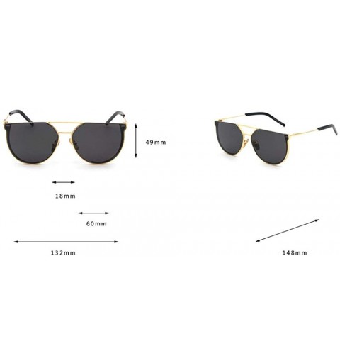 Round Oversized Half Frame Metal Round Sun glasses For Women Flat Top Shades Sunglasses - Silver - CA18LTTD0RW $10.11