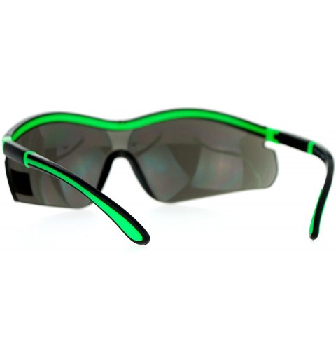 Wrap Black Lens Adjustable Arm UV Protection Rimless Warp Safety Glasses - Green - CI128UNM7L5 $13.68