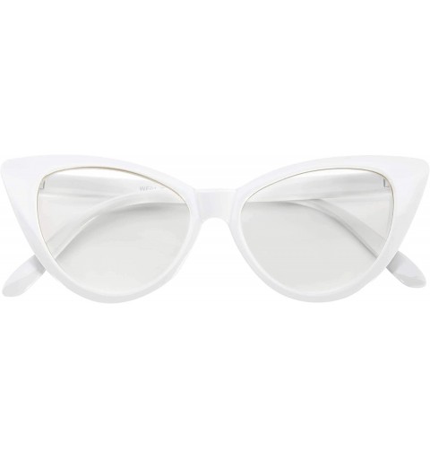 Goggle Stylish Fashion Vintage Cat Eye Sunglasses UV Protection - White Frame / Clear Lens - CX127CMS8XV $20.60