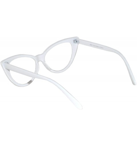 Goggle Stylish Fashion Vintage Cat Eye Sunglasses UV Protection - White Frame / Clear Lens - CX127CMS8XV $12.57