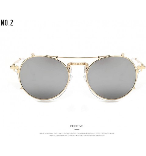 Aviator New Fashion Retro Dual-Purpose Mirror Flat Glasses Sunglasses for Men and Women UV400 1813 - Whitesilver - CP18AHOYKT...