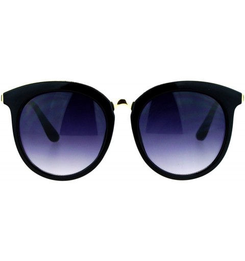 Oversized Womens Oversize Round Horn Rim Retro Sunglasses - Black Smoke - CT12ITP9MTT $13.97