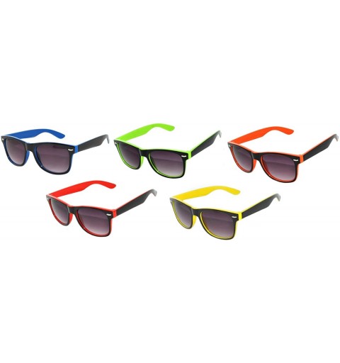 Wayfarer Classic Retro Two -Tone Vintage Smoke Lens Sunglasses Mens and Womens - 5_pairs - Blue_green_orange_red_yellow - CZ1...