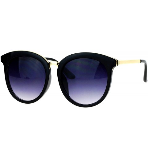 Oversized Womens Oversize Round Horn Rim Retro Sunglasses - Black Smoke - CT12ITP9MTT $13.97