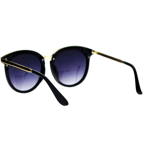 Oversized Womens Oversize Round Horn Rim Retro Sunglasses - Black Smoke - CT12ITP9MTT $13.97
