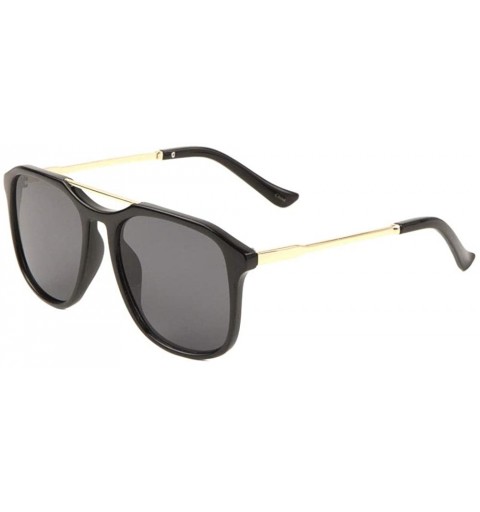 Square Square Flat Top Down Curve Bridge Sunglasses - Black - CZ197A4NCUX $16.63