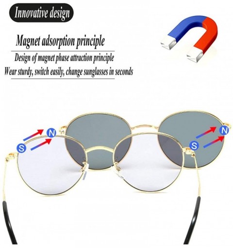 Round 2020 New Fashion Personality Set Mirror Round Ladies Sunglasses Detachable Glasses Double Layer Men's Sunglasses - CG19...