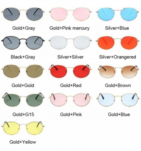 Square Retro Round Pink Sunglasses Women Er Sun Glasses Alloy Mirror Female Oculos De Sol Brown - Goldgray - CU198A7UOL6 $32.35