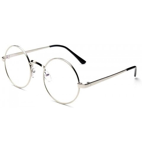 Aviator Fashion Unisex Classic Round Clear Metal Frame Glasses Unisex Circle Eyeglasses - Silver - CA193XEIOY6 $8.77