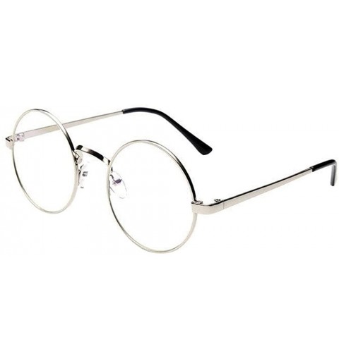 Aviator Fashion Unisex Classic Round Clear Metal Frame Glasses Unisex Circle Eyeglasses - Silver - CA193XEIOY6 $8.77